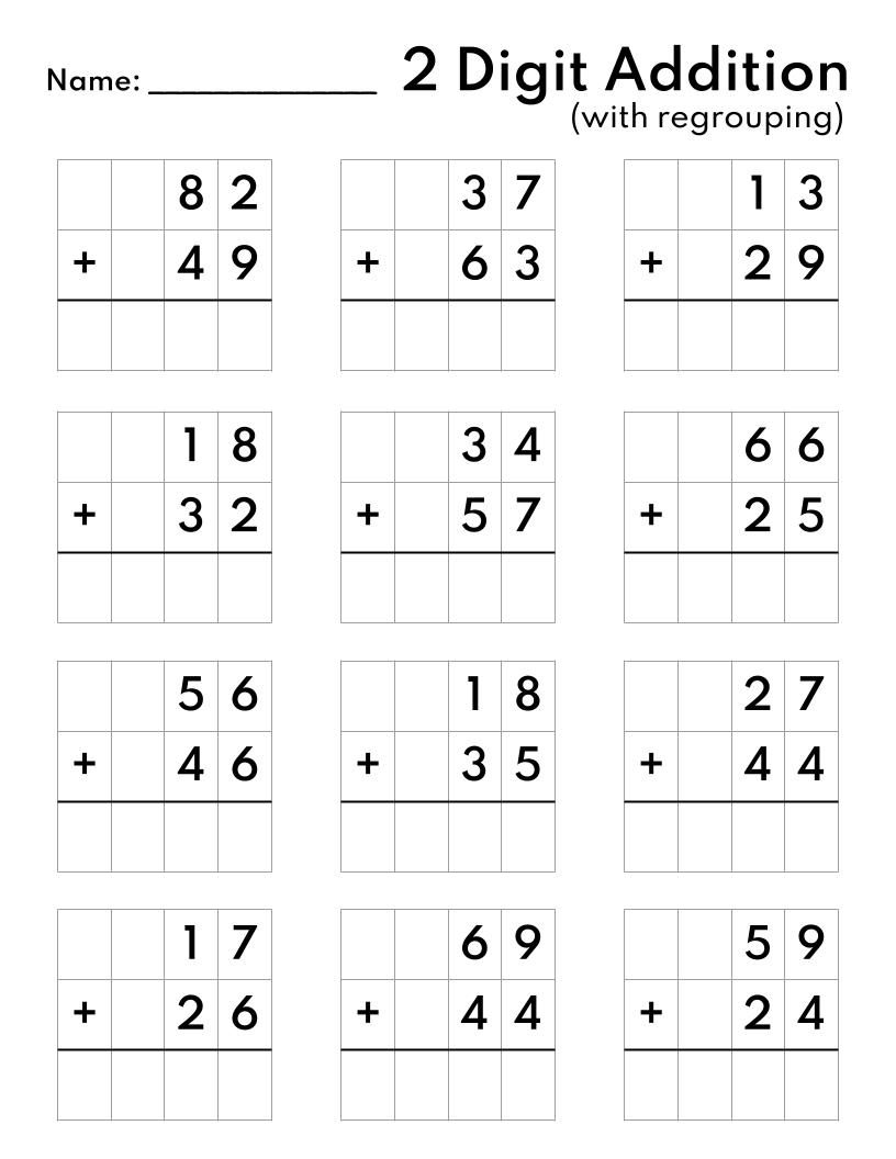 10 Printable Two Digit Addition Worksheets Double Digit Addition Worksheets 1st Grade 2nd Grade Made By Teachers Two Digit Addition Worksheets Printable 2 Digit Problems Free Printables Lettering SVG Files Tools Apps
