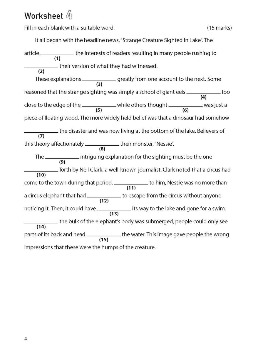 100 English Worksheets Primary 5 Comprehension Cloze CPD Singapore Education Services Pte Ltd