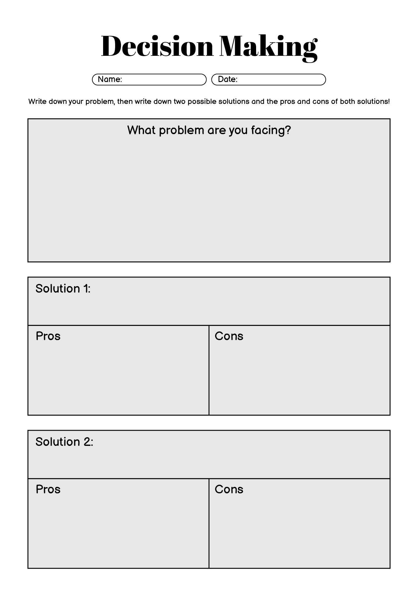 11 Decision Making Worksheets For Teens Free PDF At Worksheeto