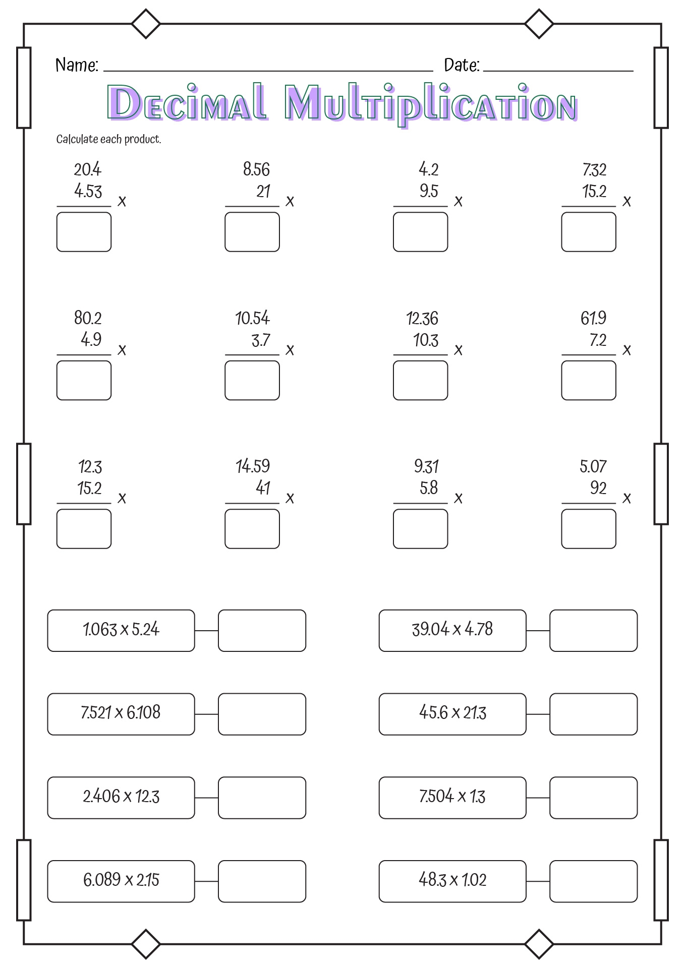 12 Multiplying Decimals Worksheet Free PDF At Worksheeto 12 Multiplying Decimals Worksheet Free PDF At Worksheeto