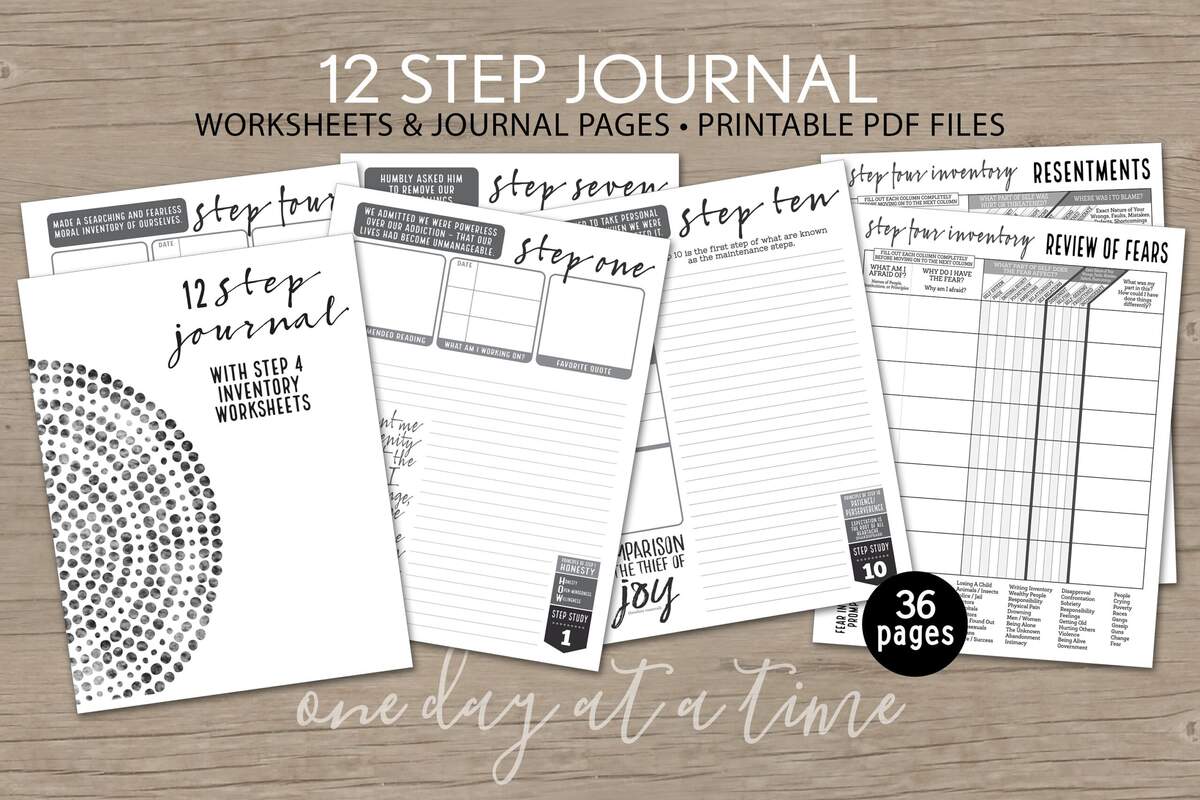 12 Step Journal Plus Step 4 Worksheets Step 10 Inventory AA NA Al anon Addiction Sobriety Recovery Instant Download 8 5x11 Printable PDF Etsy Israel