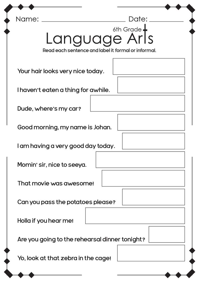 English Worksheets For 6th Graders Printable Printable Worksheets