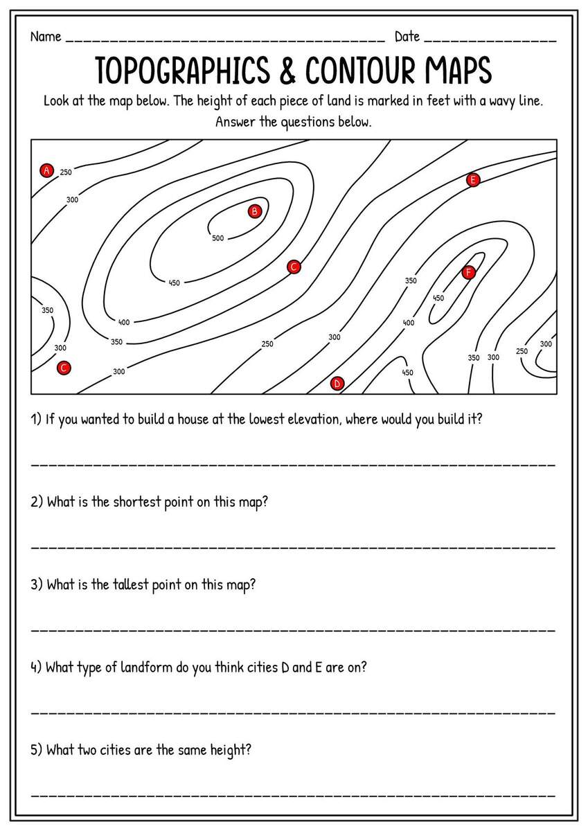 15 Drawing Contour Lines Worksheet