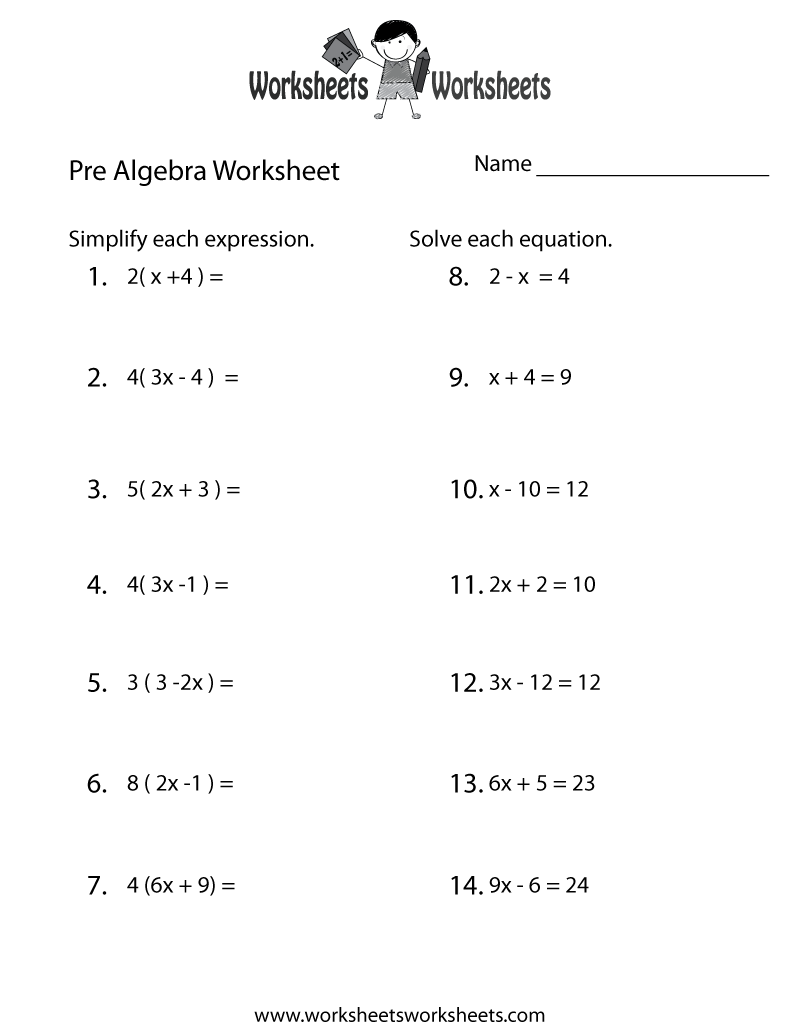 1st Grade Algebra Worksheets Printable