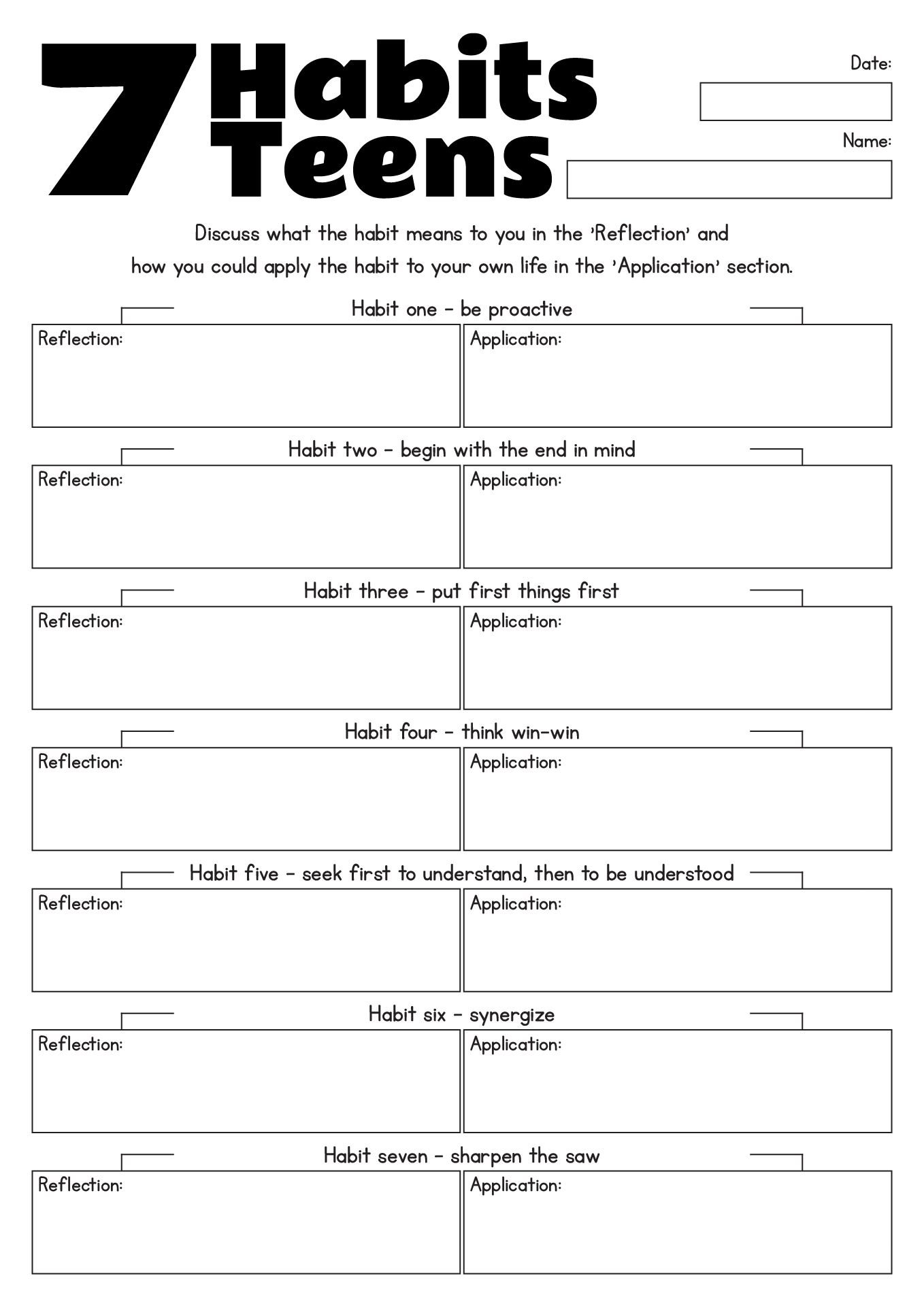 17 7 Habits Worksheets Free PDF At Worksheeto Seven Habits For Highly Effective Teens TPT Worksheets Library