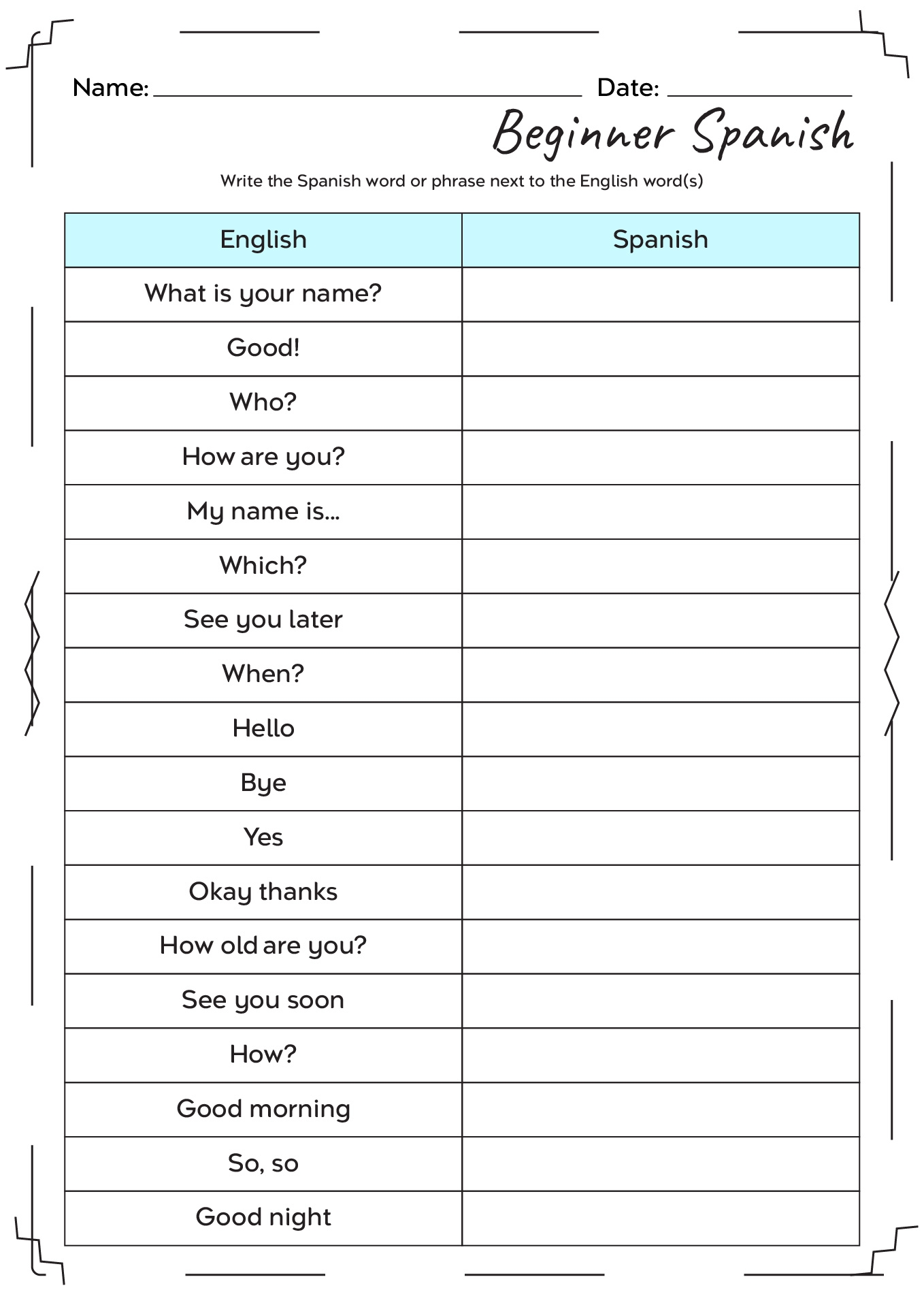 Spanish Types Of Sports Vocabulary Matching Worksheet Answer Key Made By Teachers