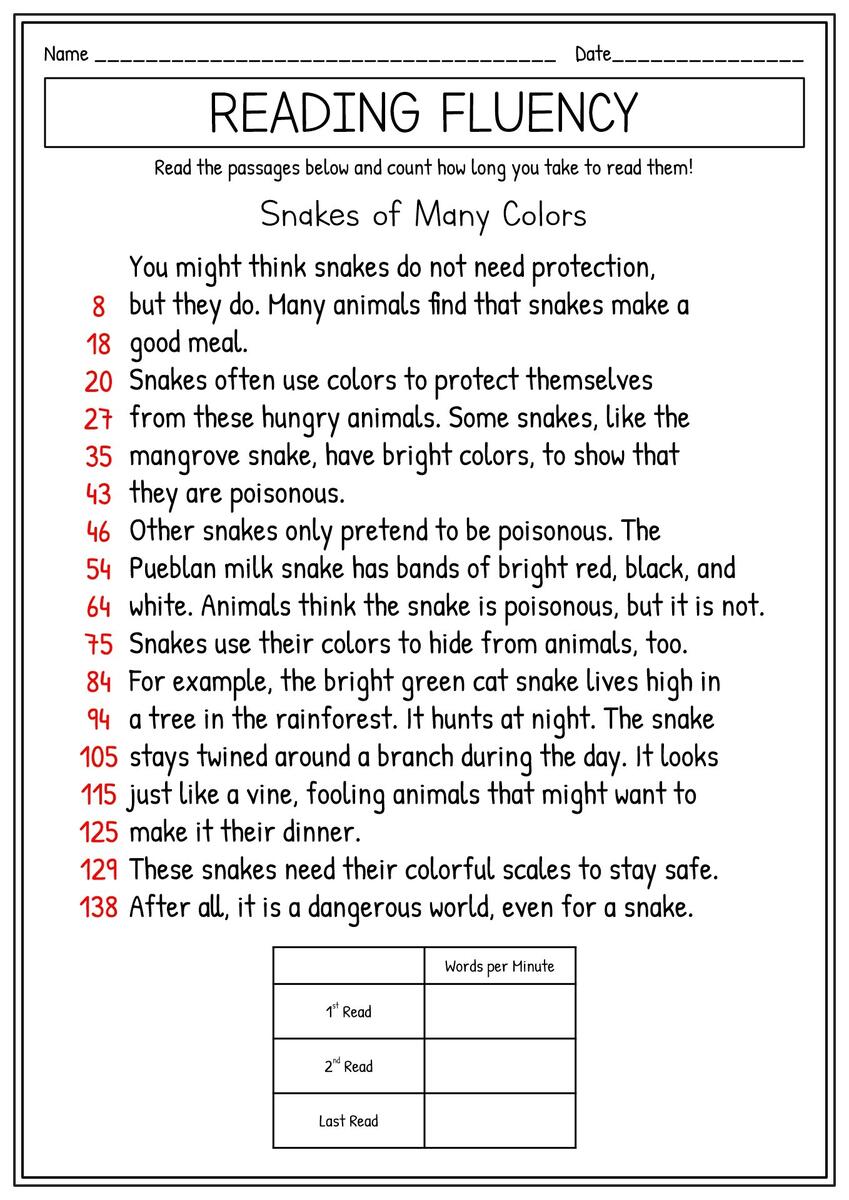 Second Grade Reading Worksheets Improve Fluency And Vocabulary