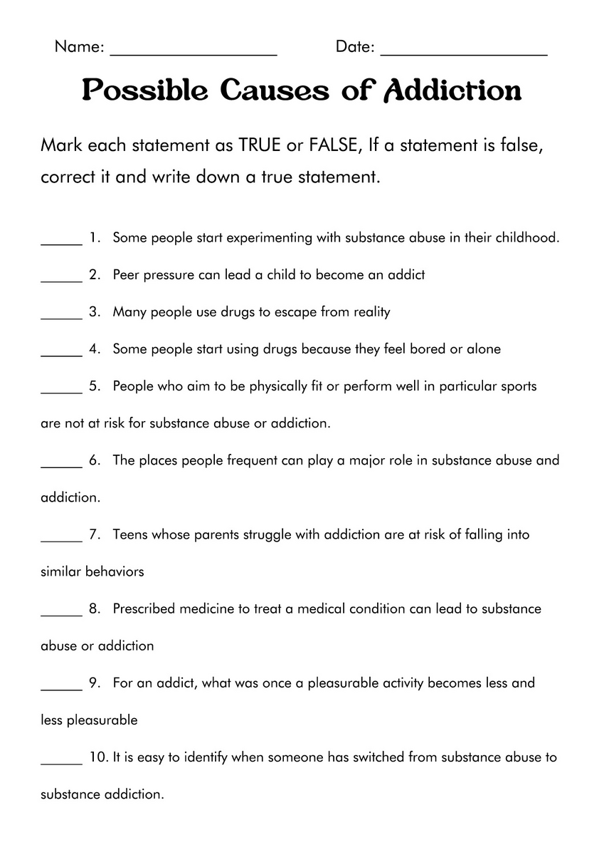 18 Drug And Substance Abuse Worksheets Free PDF At Worksheeto 18 Substance Abuse Group Topic Worksheets Free PDF At Worksheeto