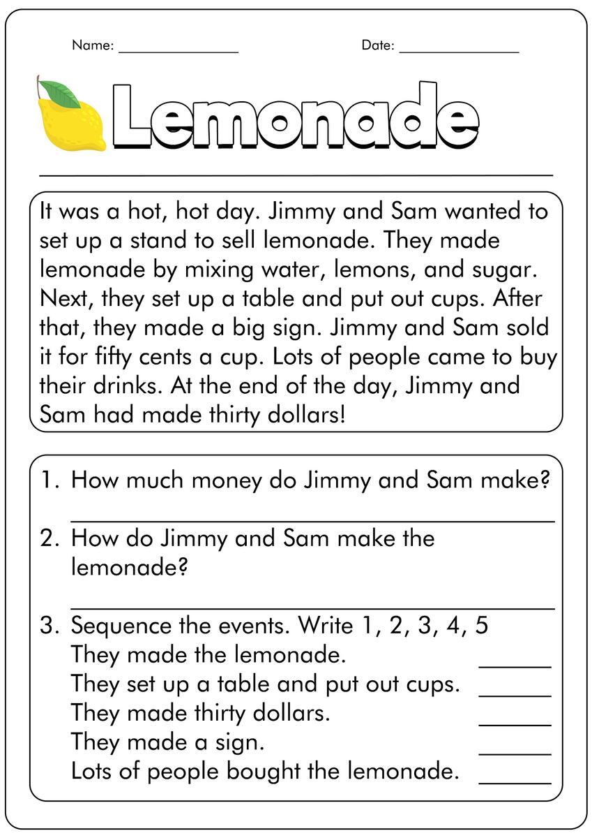 First Grade Reading Worksheets Improve Fluency Vocabulary