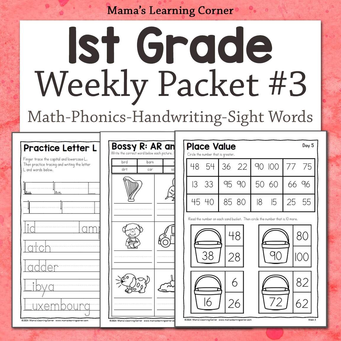 1st Grade Weekly Worksheet Packet 3 Mamas Learning Corner 1st Grade Worksheets Free PDFs And Printer Friendly Pages
