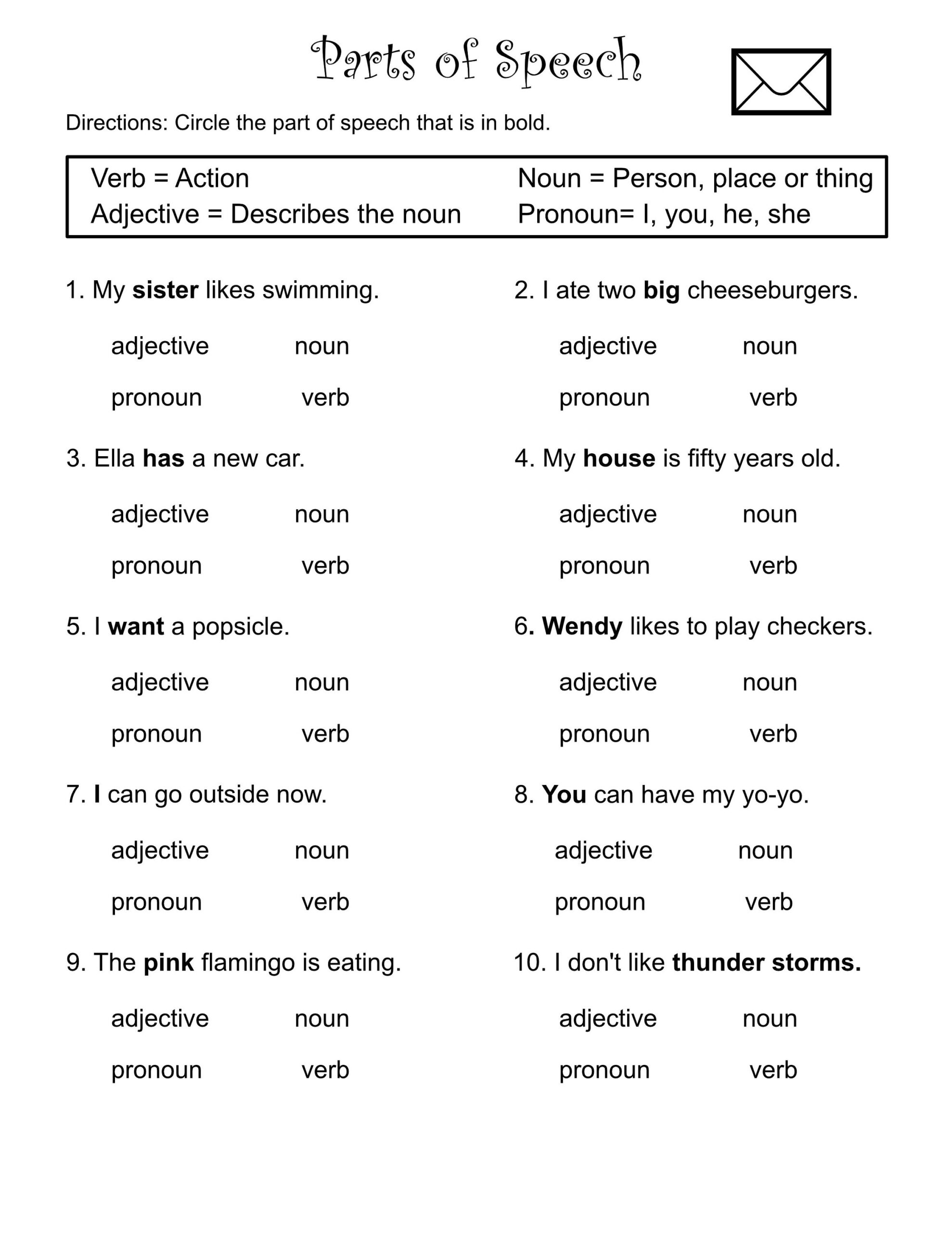 1st Through 3rd Grade Parts Of Speech Worksheets Verbs Nouns Adjectives Pronouns Printable Etsy Israel