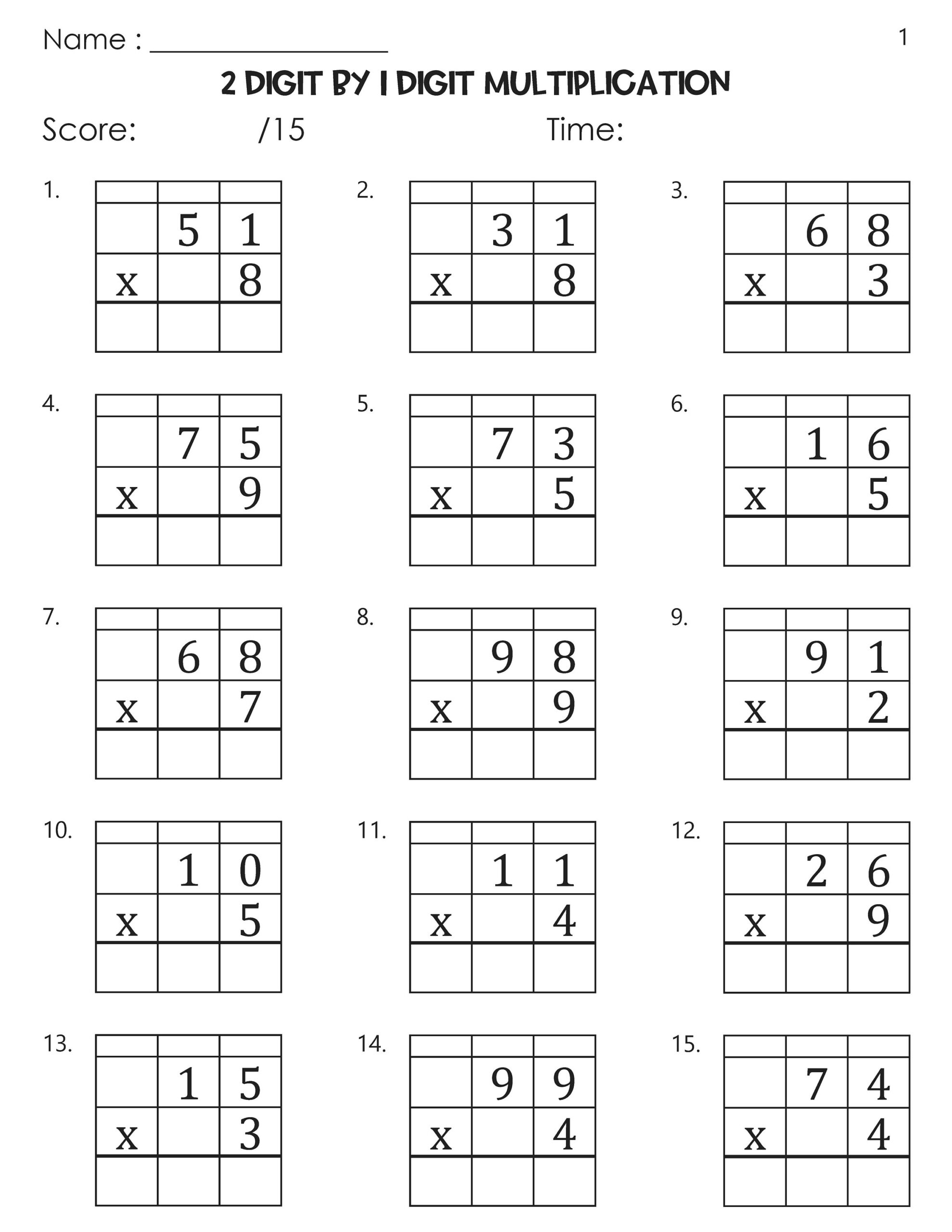 2 Digit By 1 Digit Multiplication With Grid Worksheets Etsy 2 Digit By 1 Digit Multiplication With Grid Worksheets Etsy
