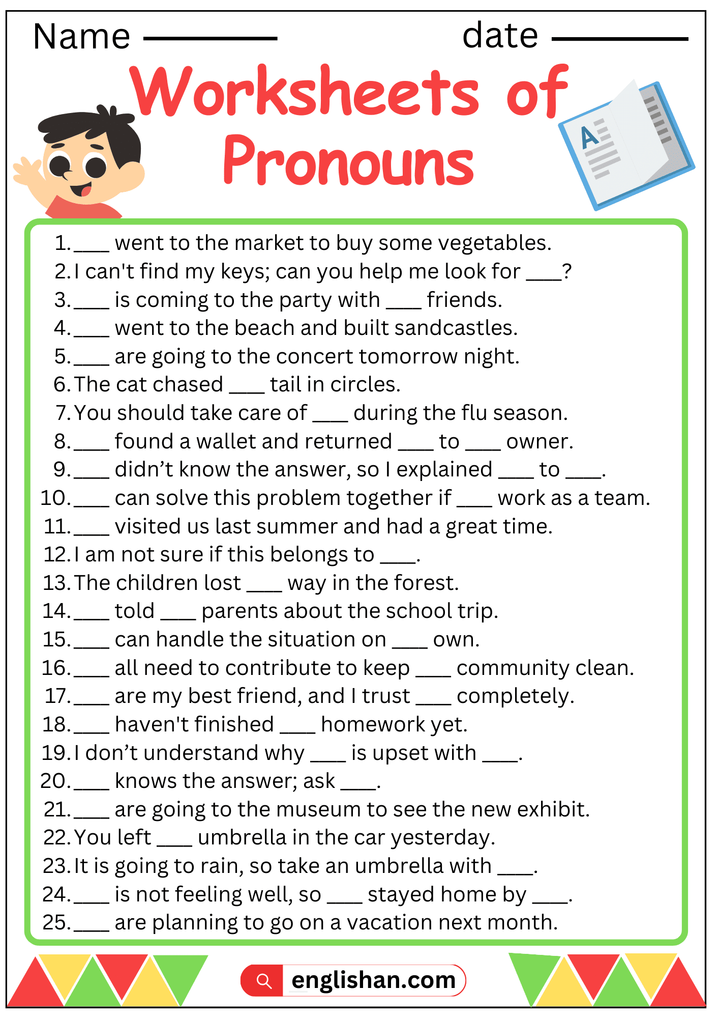 2 Pronoun Worksheets With Answers In English 2 Pronoun Worksheets With Answers In English