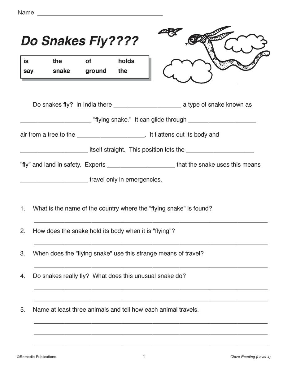Cloze Passage Test Cloze Passages Cloze Reading 1st Grade Worksheets Library