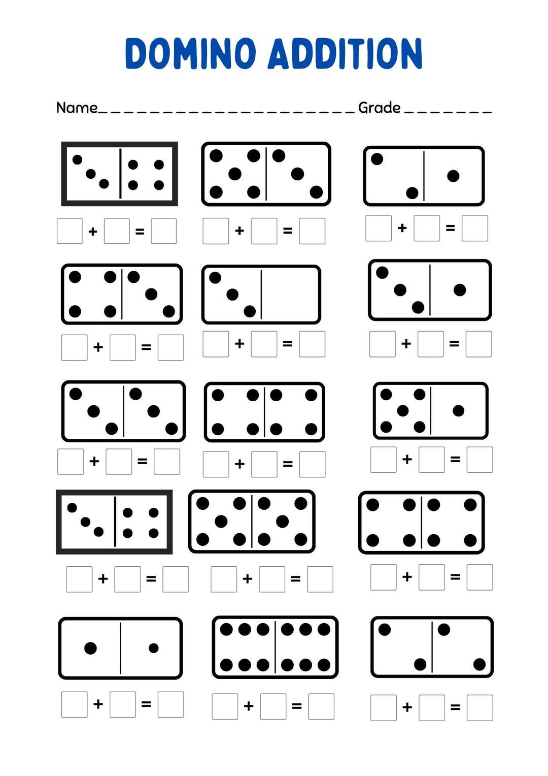 Domino Addition Worksheets Simple Living Creative Learning