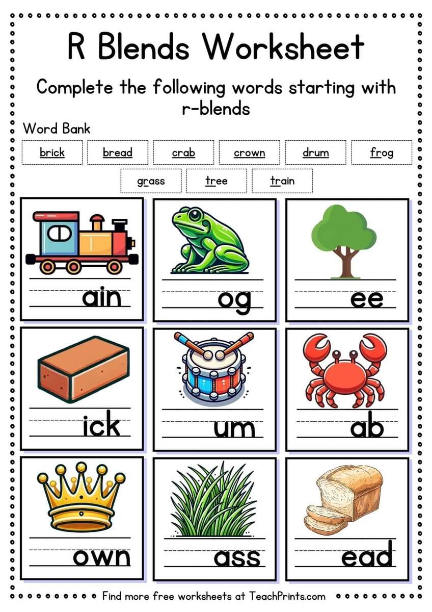 Blend Words Missing Sound Worksheets For Phonics Practice