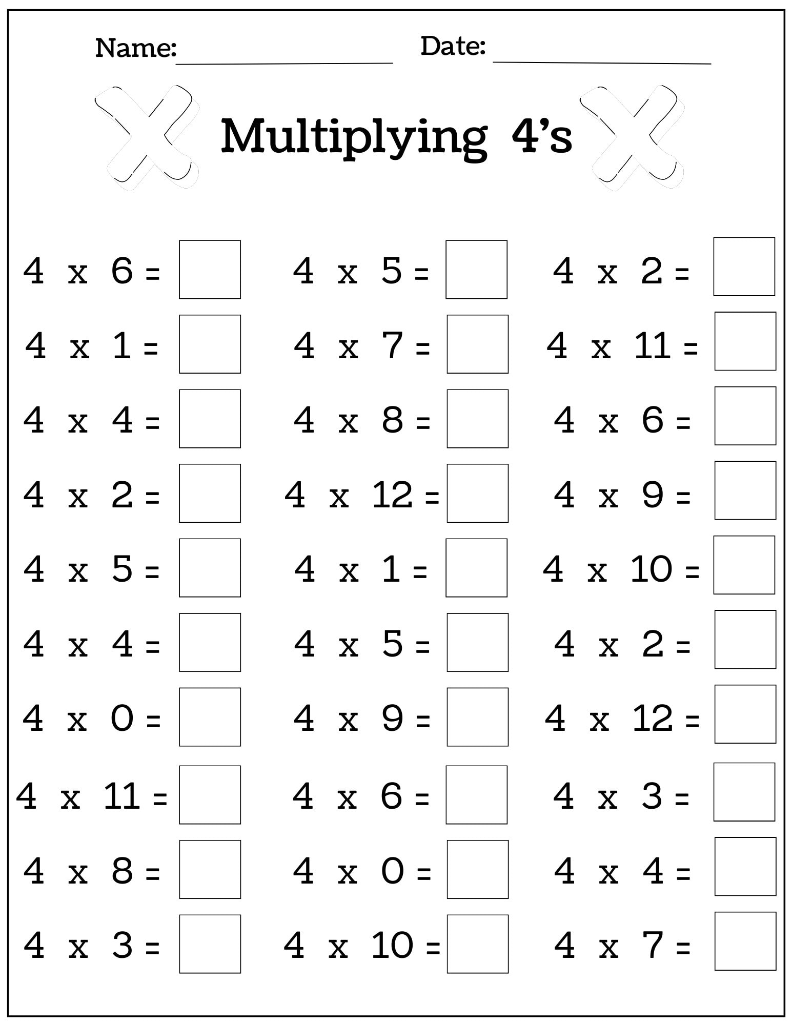 24 Printable Multiplication Worksheets Fill In The Blanks Single Digit Multiplication Numbers 1 12 Etsy Israel