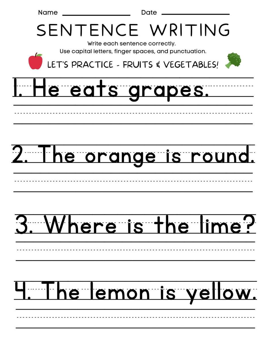 Free Kindergarten Writing Sentences Worksheets Active Little Kids Worksheets Library