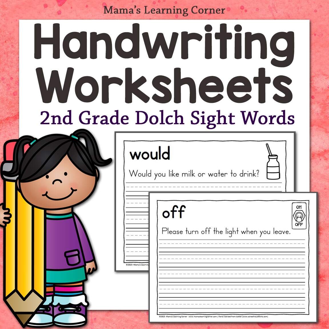 2nd Grade Dolch Sight Words Handwriting Worksheets Mamas Learning Corner