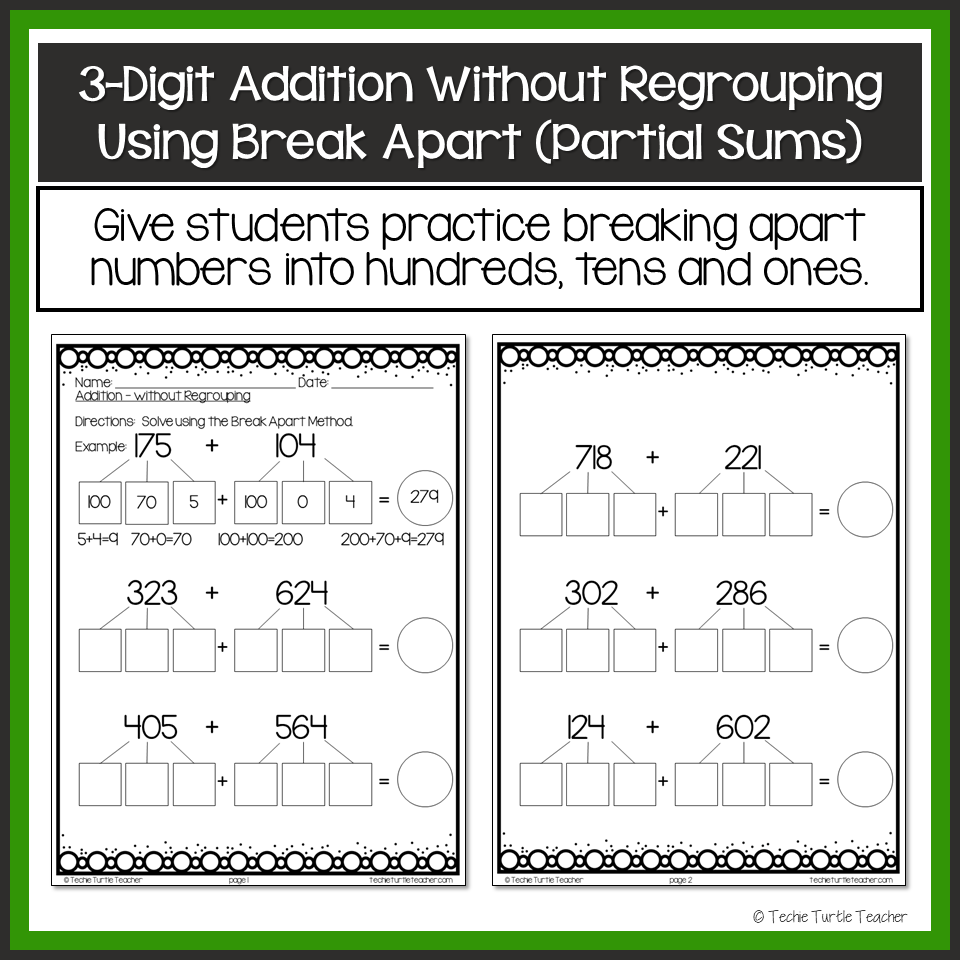 2 Digit Addition With Regrouping Using Break Apart Partial Sums Strategy Classful