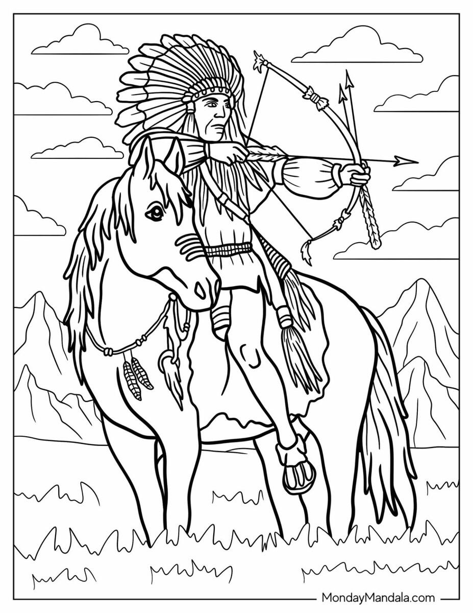 34 Native American Coloring Pages Free PDF Printables