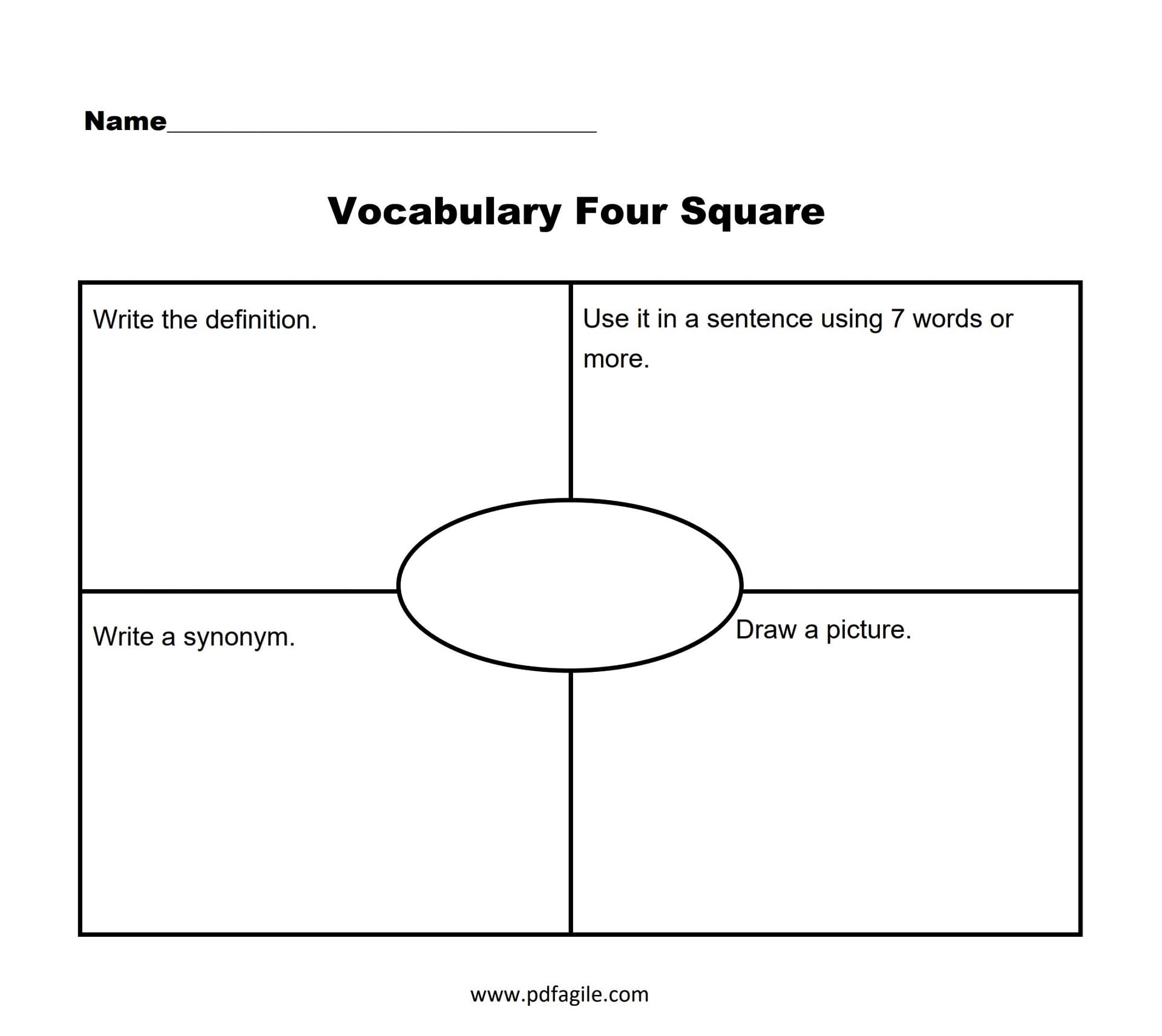 4 Square Vocabulary Graphic Organizer PDF Agile Worksheets Library