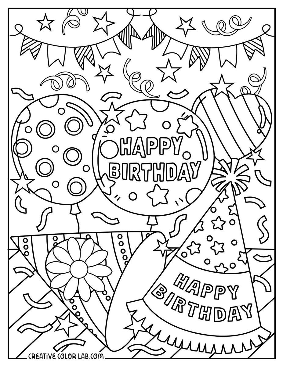 Happy Birthday Coloring Page Super Simple