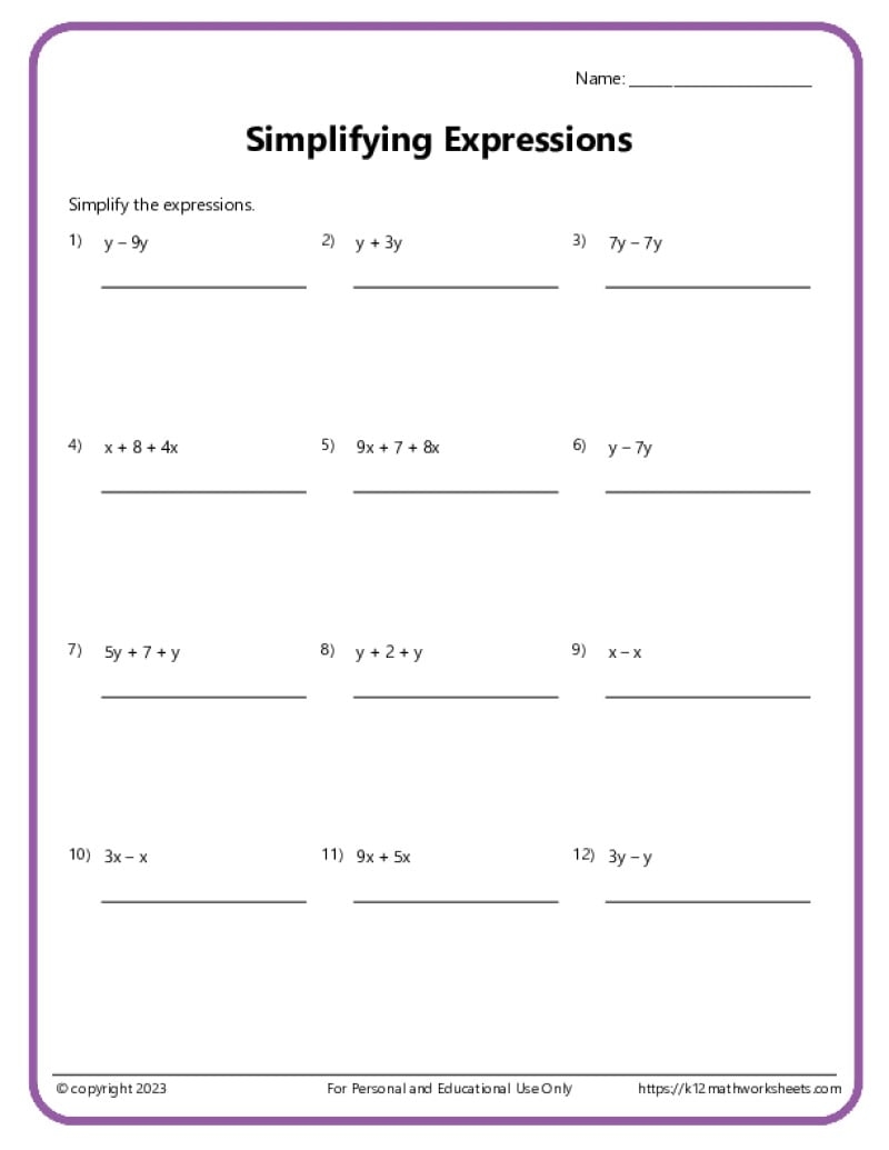 6th Grade Algebra Worksheets Math Worksheets Superstar Worksheets