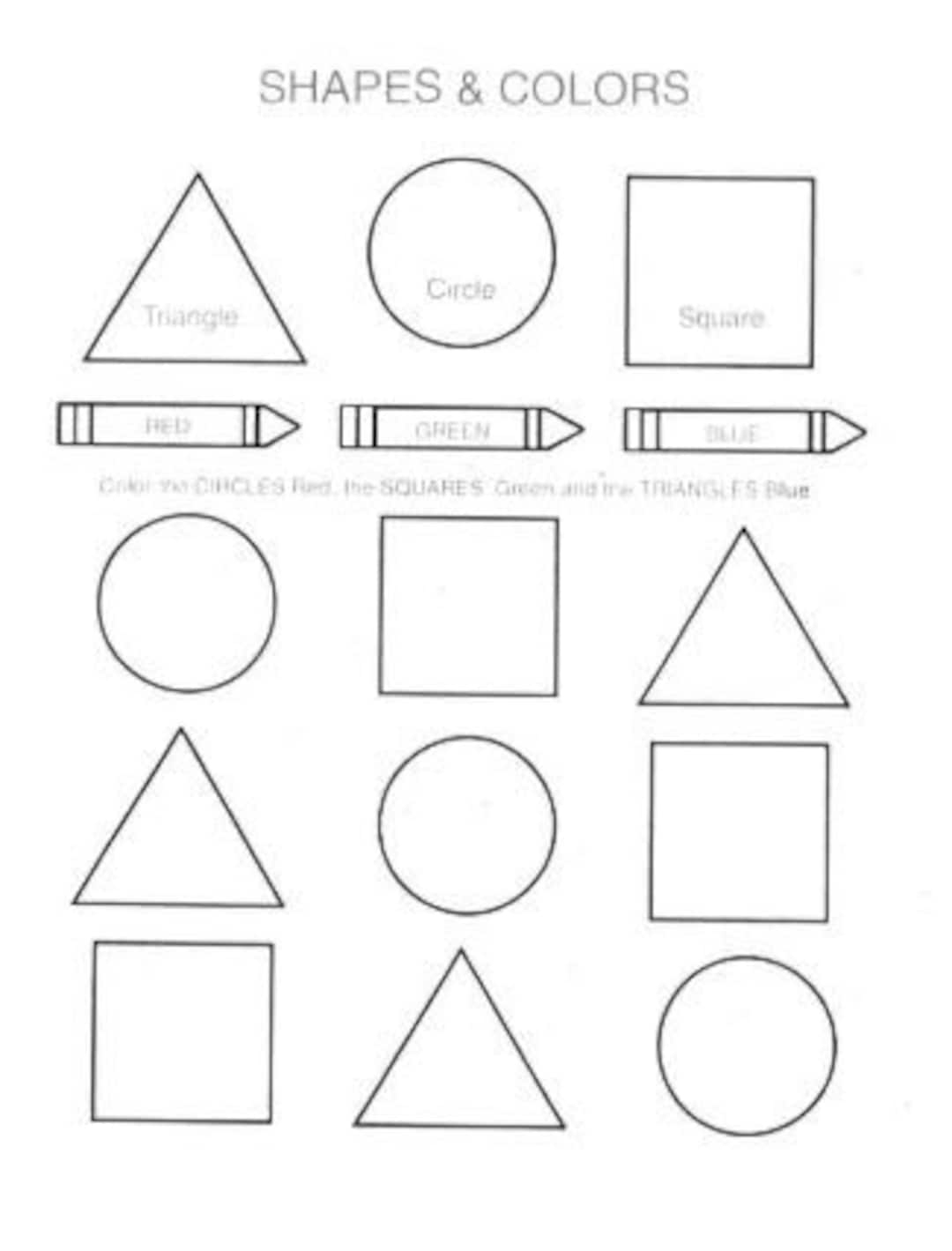 7 Printable Shapes And Numbers Tracing Matching And Drawing Worksheets Etsy