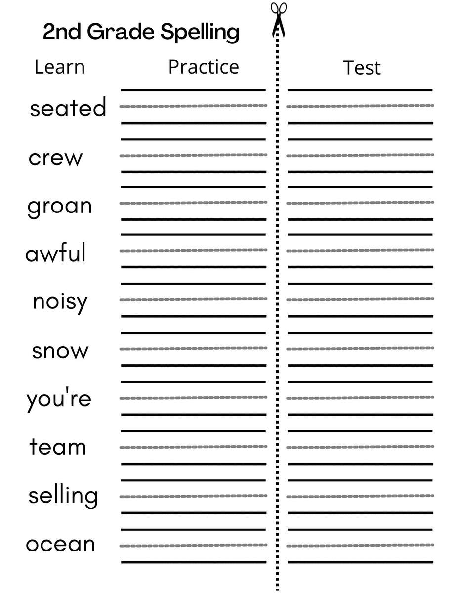 8 Printable Second Grade Writing Spelling Worksheets Spelling Test Etsy Printable Second Grade Worksheets Grade Spelling 2nd Grade Worksheets Library