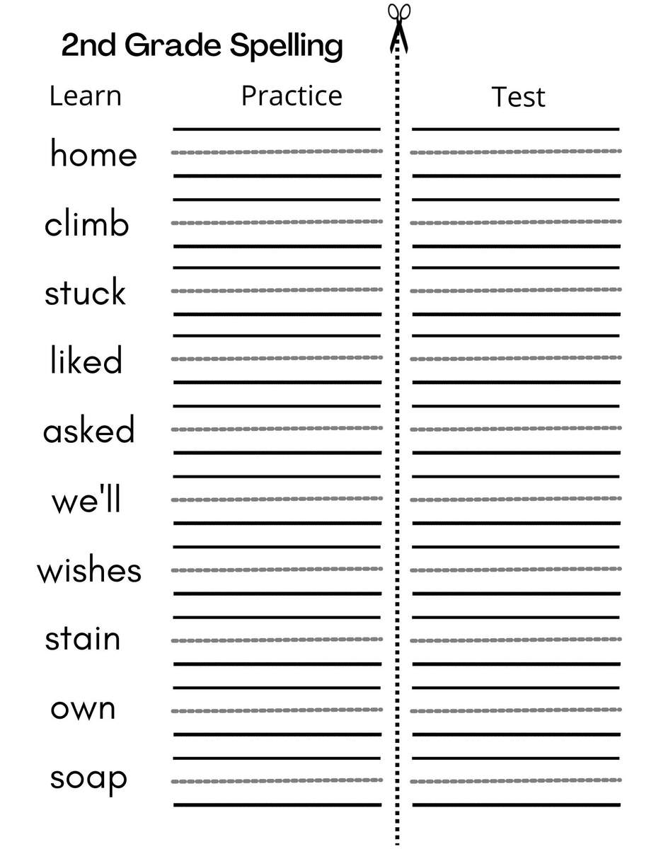 8 Printable Second Grade Writing Spelling Worksheets Spelling Test Etsy Printable 2nd Grade Handwriting Worksheets