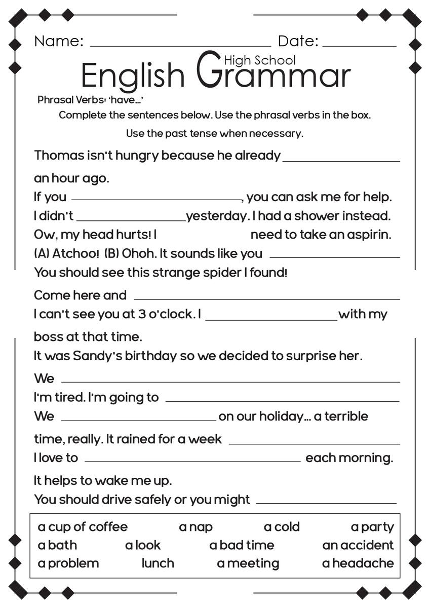 9th Grade Grammar Worksheet Improve Your Language Skills
