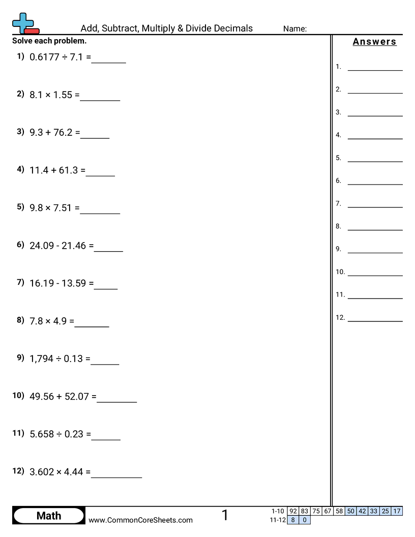 Decimals Worksheets Printable Adding Ordering Multiplying Decimals Worksheets PDF And Free Samples Downloads Cazoom Maths
