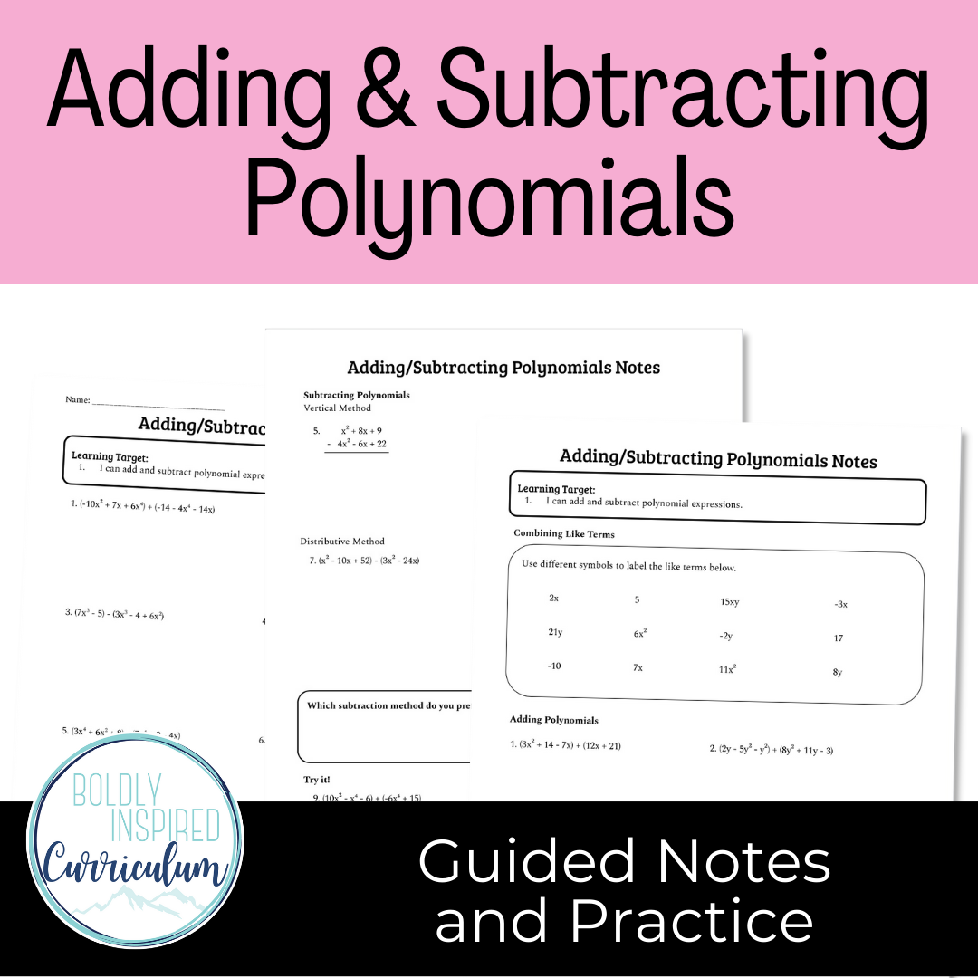 Adding And Subtracting Polynomials Guided Notes And Worksheets Made By Teachers Multiplying Polynomials Notes And Worksheets Lindsay Bowden Worksheets Library