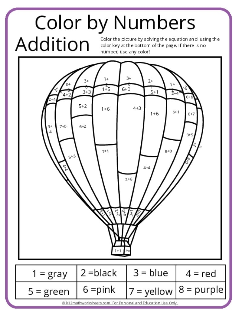 Addition Color By Number Printable Activities Addition Coloring B PDF Printable Addition Worksheets Cazoom Math