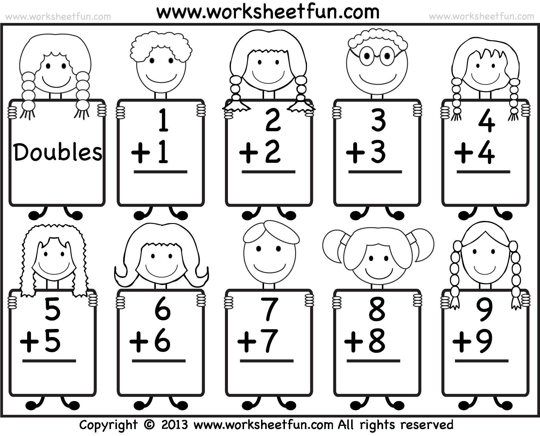 Addition Doubles Facts Beginner Addition Worksheet FREE Worksheets Library