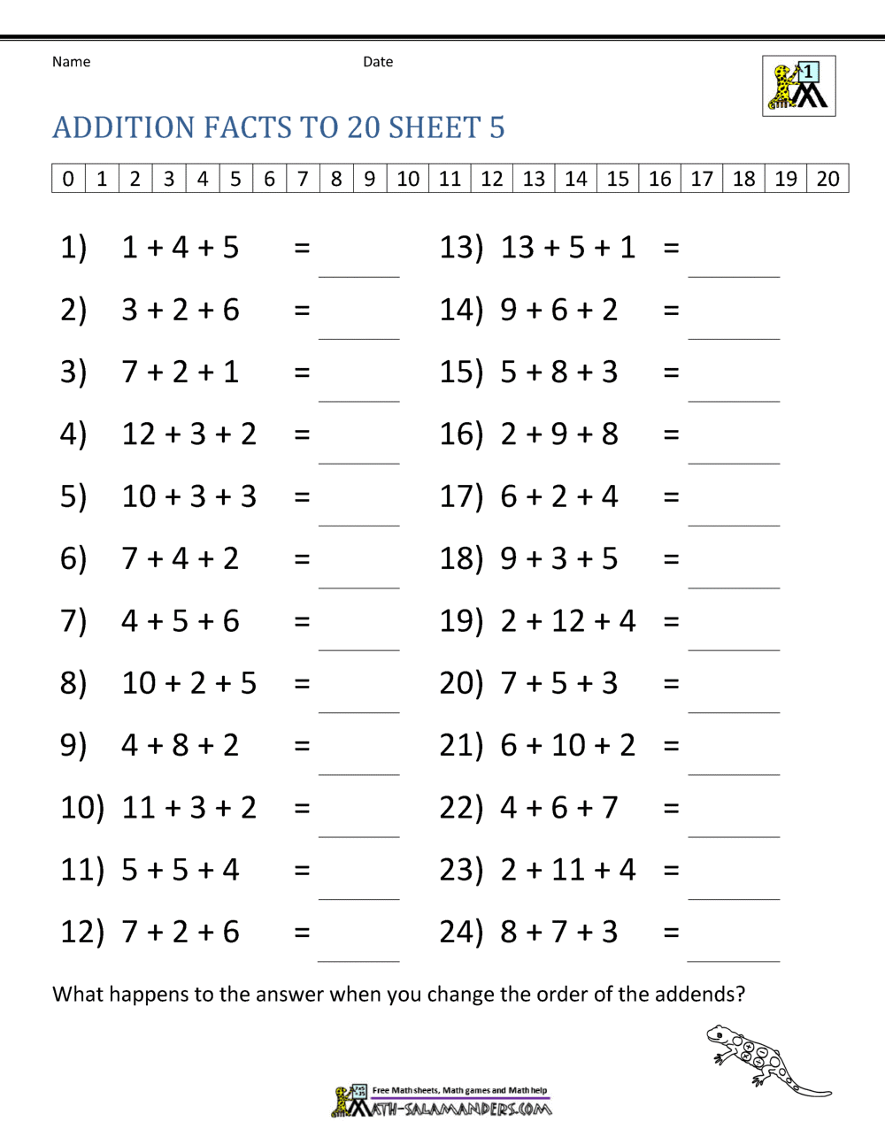 Addition Facts To 20 Worksheets Fact Family Worksheets Superstar Worksheets