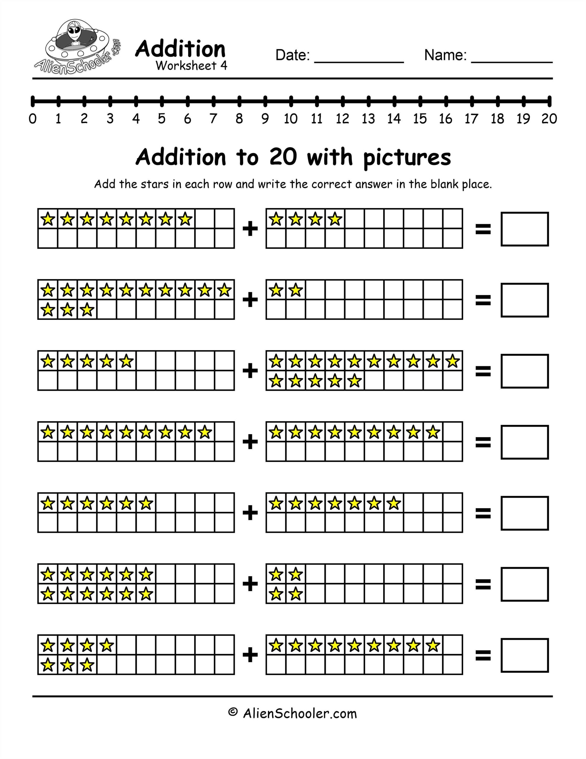 Addition To 20 With Pictures Worksheet Alien Schooler Picture Addition Add To 20 Made By Teachers