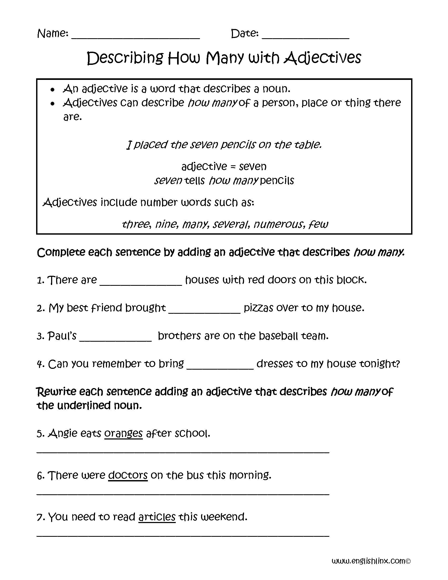 Using Adjectives 5 Worksheet Worksheets Library
