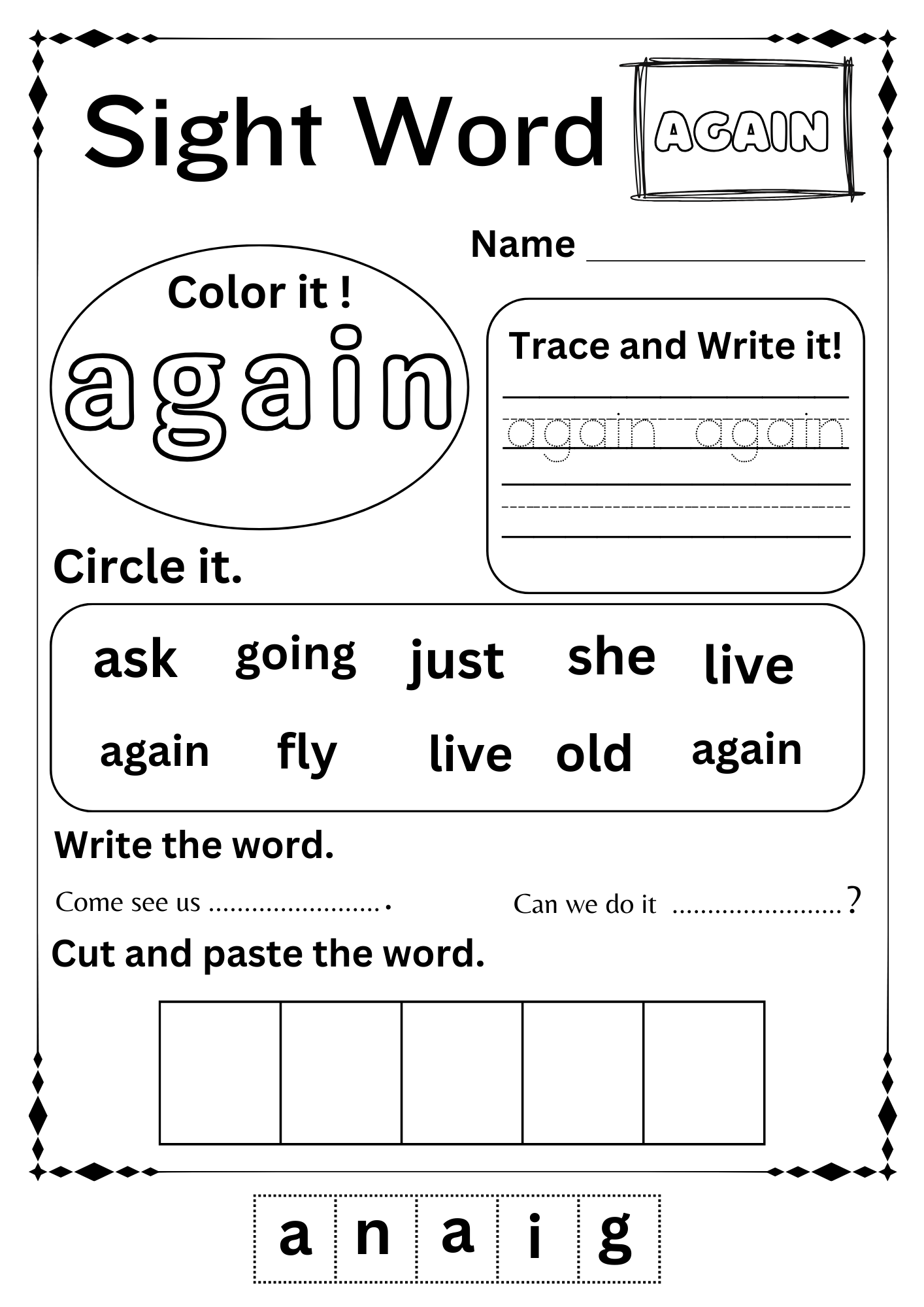 100 Printable Let S Learn Fry 1st Hundred Sight Words Worksheets Kindergarten 1st Grade Handwriting And Spelling Activity Etsy Hong Kong