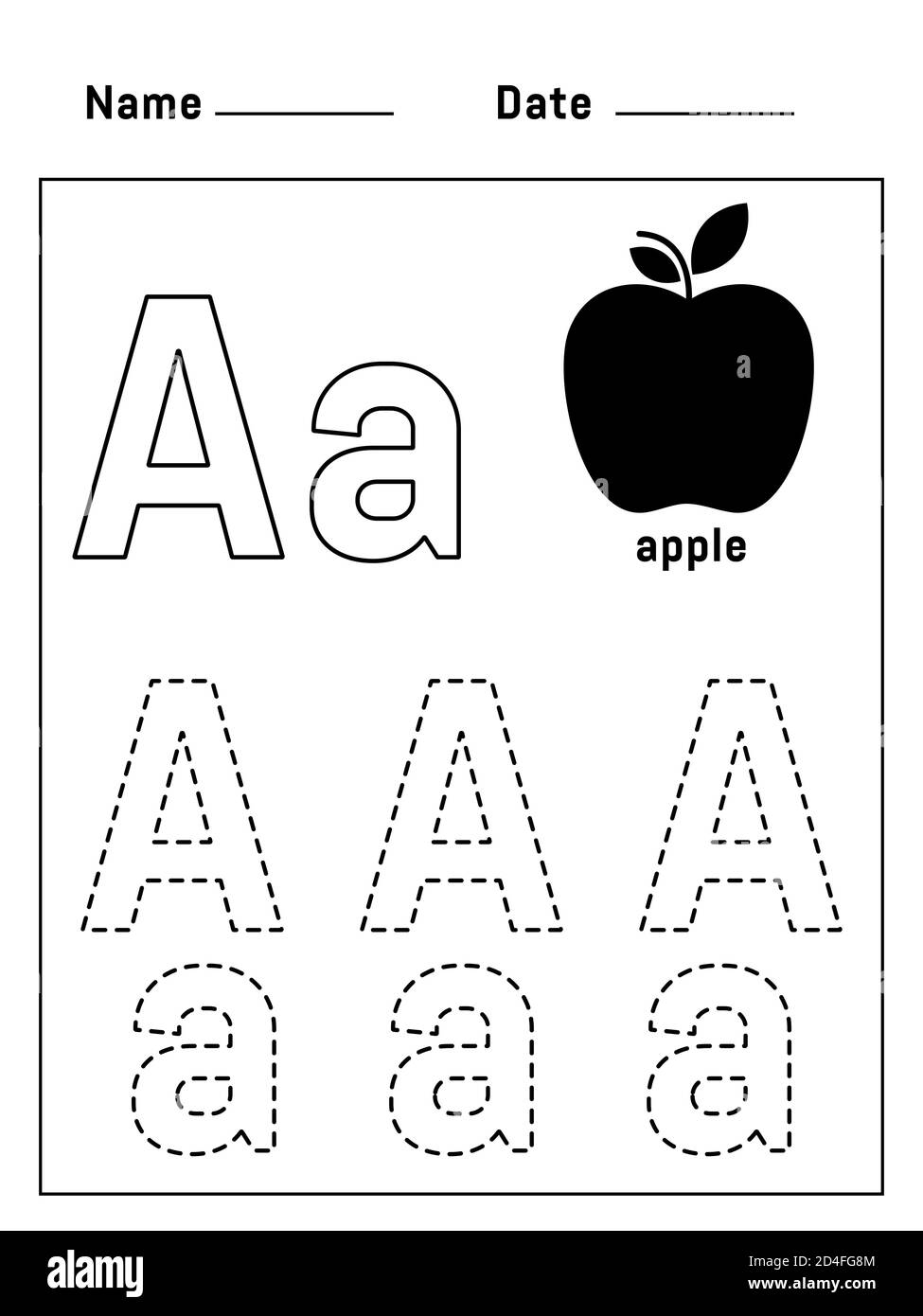 Alphabet A Apple Black And White Stock Photos Images Alamy