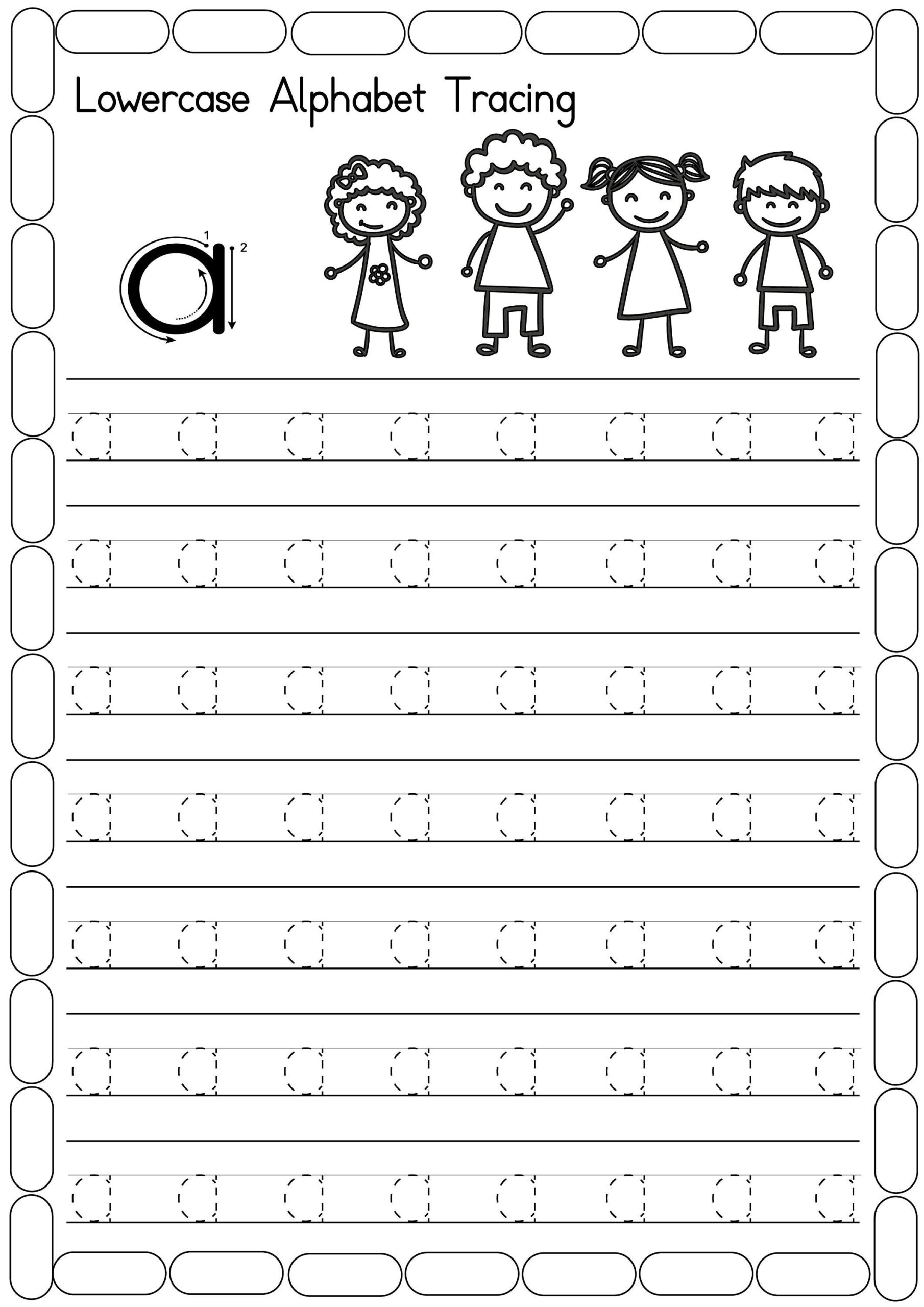 Free Printable Lowercase Alphabet Letters Tracing Worksheet