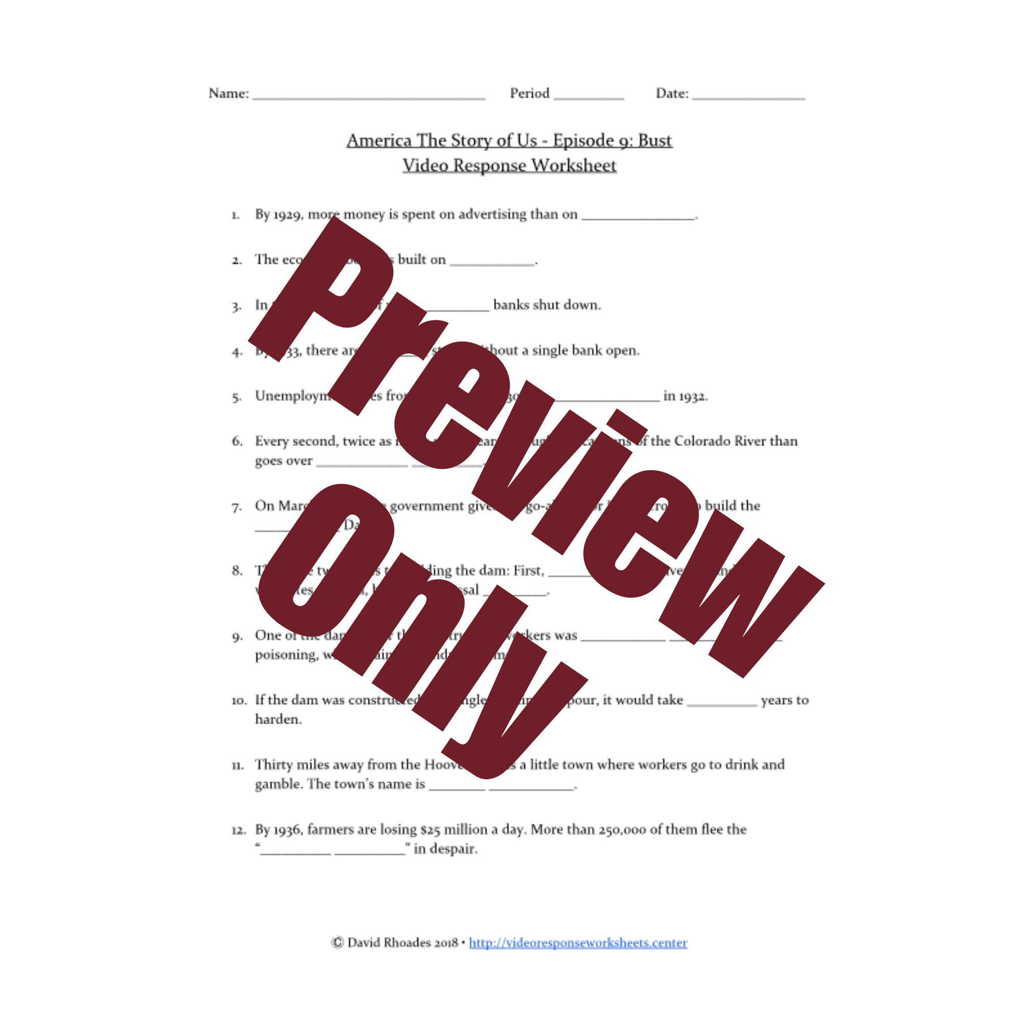 America The Story Of Us Episode 9 Bust Video Response Worksheet And Key Classful America The Story Of Us Episode 9 Bust Video Response Worksheet And Key Classful