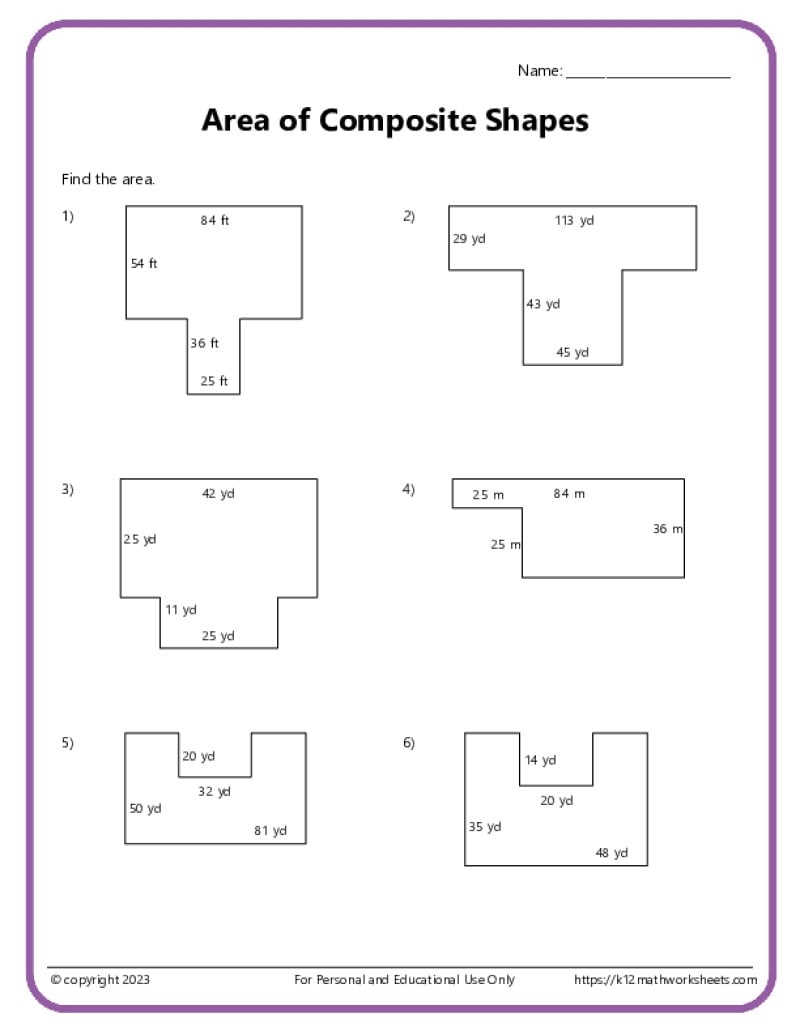 Volume And Surface Area Of Various Shapes K12 Math Worksheets
