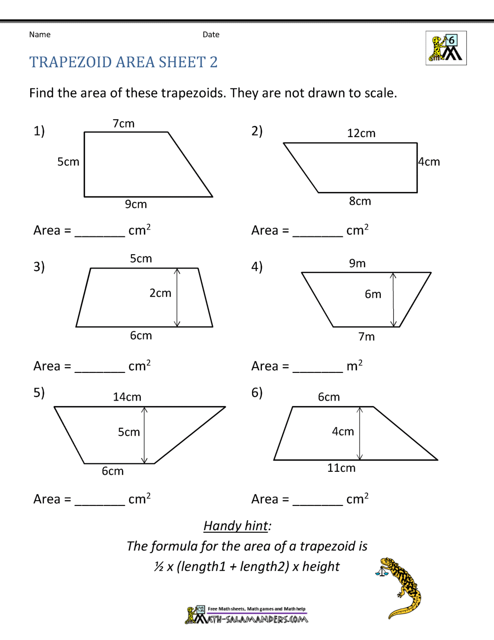 Area Of Quadrilateral Worksheets Area Of Trapezia A Worksheet PDF Printable Worksheet