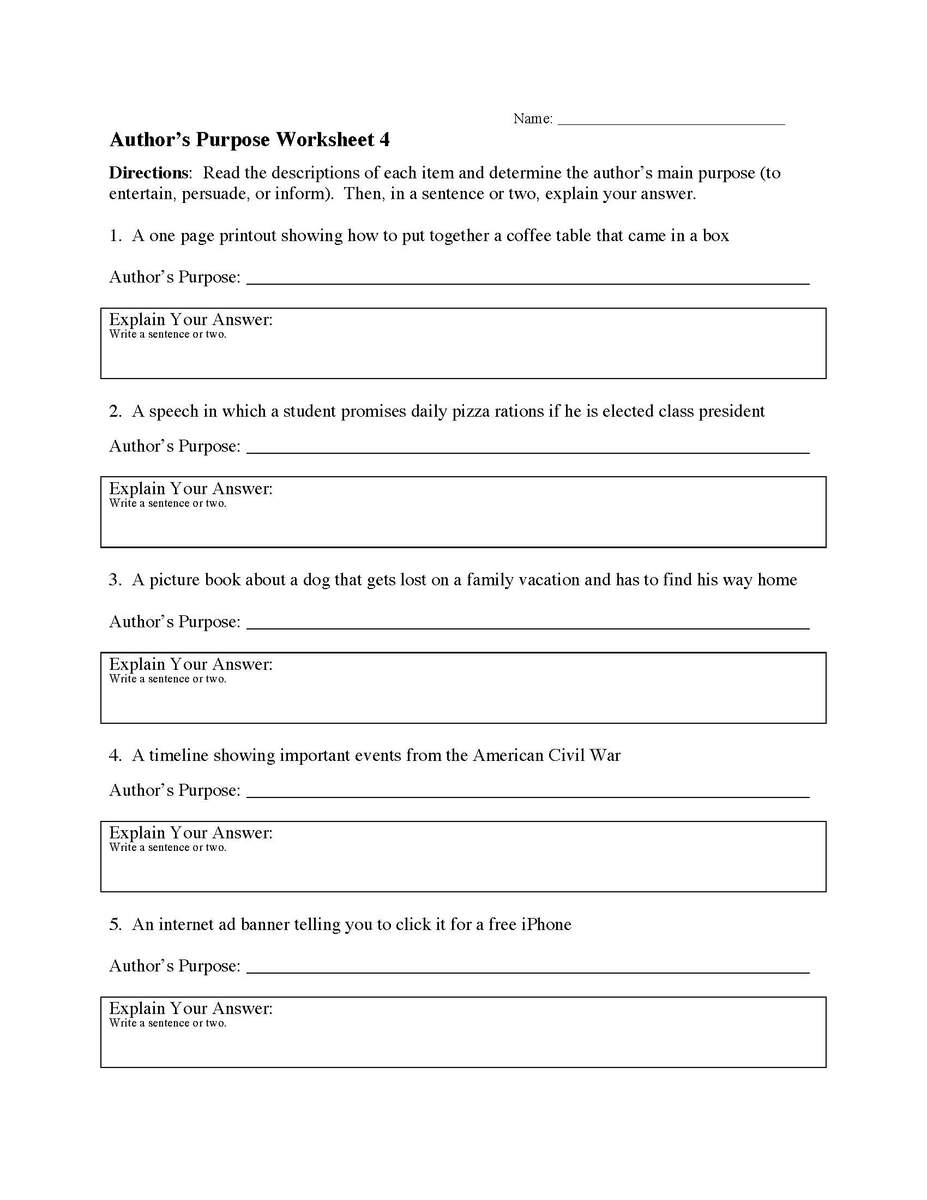 Free Printable Author S Purpose Worksheet Bundle 3 Activities We Are Teachers