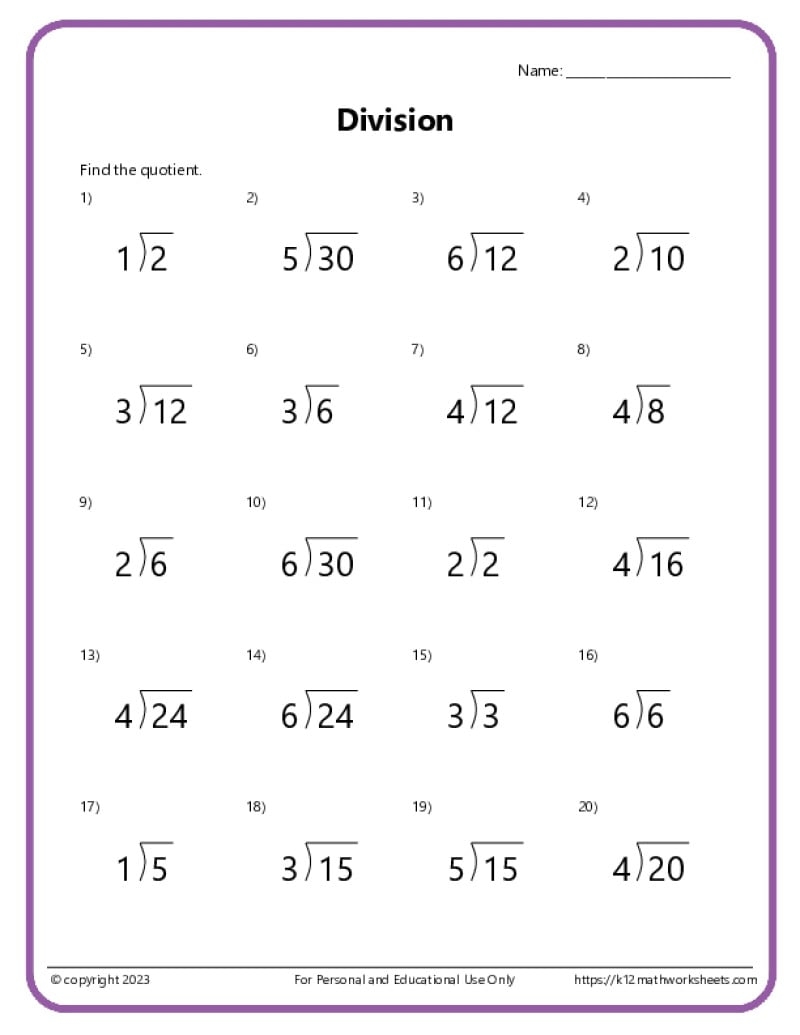 Long Division Worksheets Problems Printable Math Drills Free Printables Lettering SVG Files Tools Apps