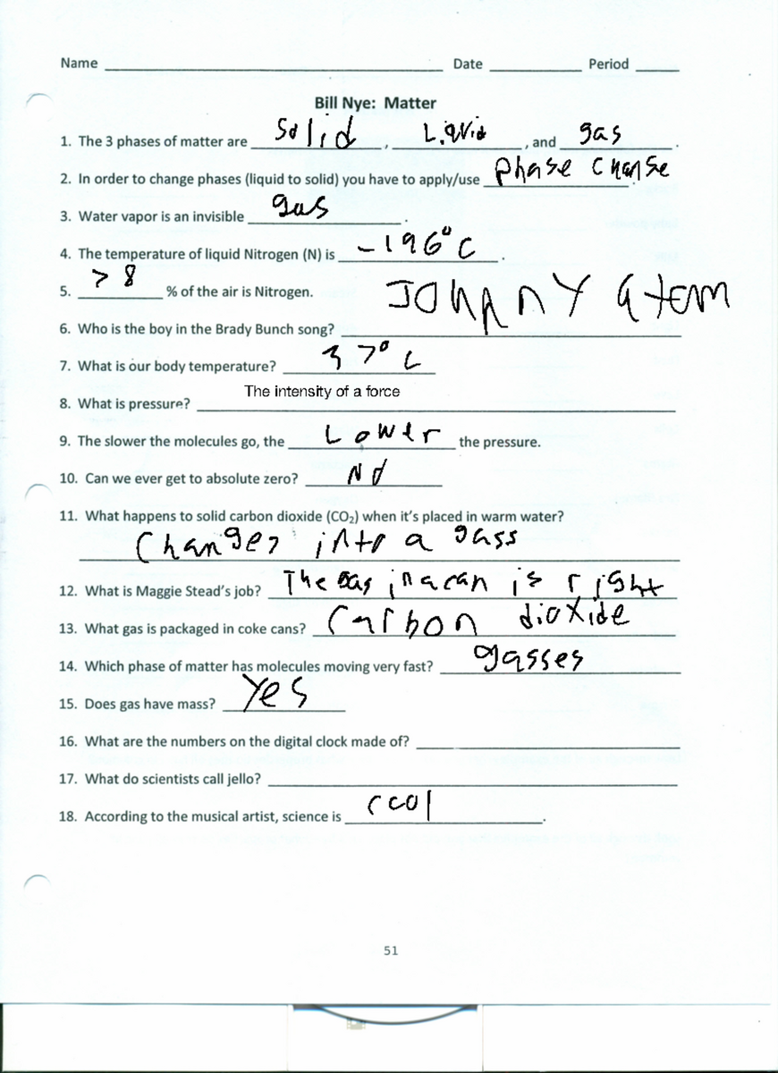 Bill Nye Phases Of Matter Study Notes Sci 101 Studocu Bill Nye Phases Of Matter Study Notes Sci 101 Studocu