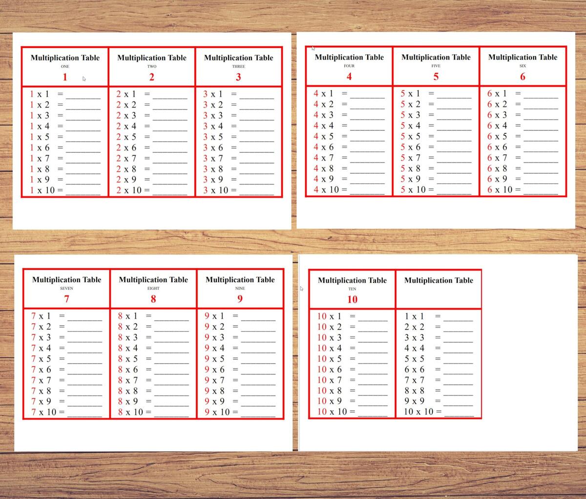 Bundle Multiplication Tables Numbers 1 To 10 Printable And Table Chart Printable Worksheets Digital Instant Download Montessori Math Etsy