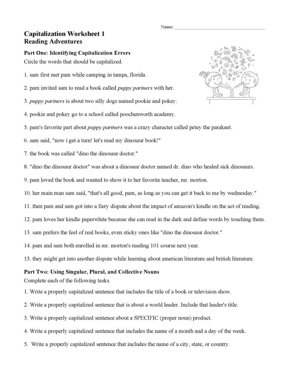 Capitalization Worksheet 1 Grammar Activity
